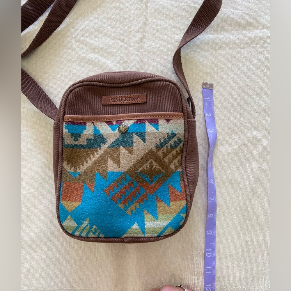 Pendleton Alto Mesa Crossbody Satchel Brown Cotton Canvas Wool Panel Unisex - Picture 8 of 9